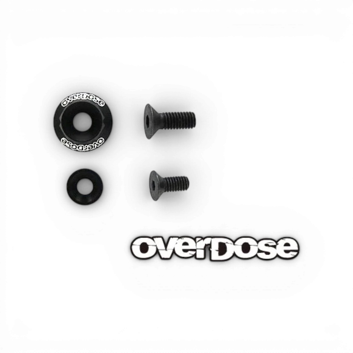 Rondelles de roue OD noires pour pièces détachées Overdose, compatible OD2713B, visible en gros plan.