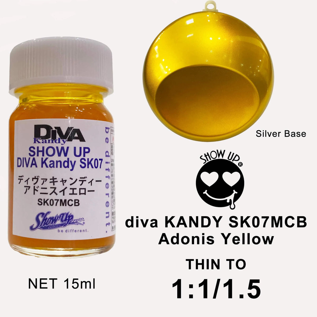 Lingerie Kandy DIVA Jaune Adonis de Show UP, soutien-gorge avec détails en dentelle jaune vif, vue de face.