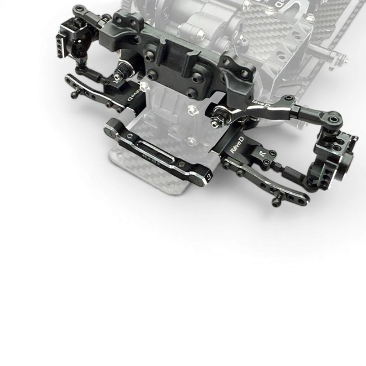 Kit de conversion A-arm arrière pour RDX RC Drift, conçu par Team Reve D, avec composants visibles pour améliorer la stabilité.