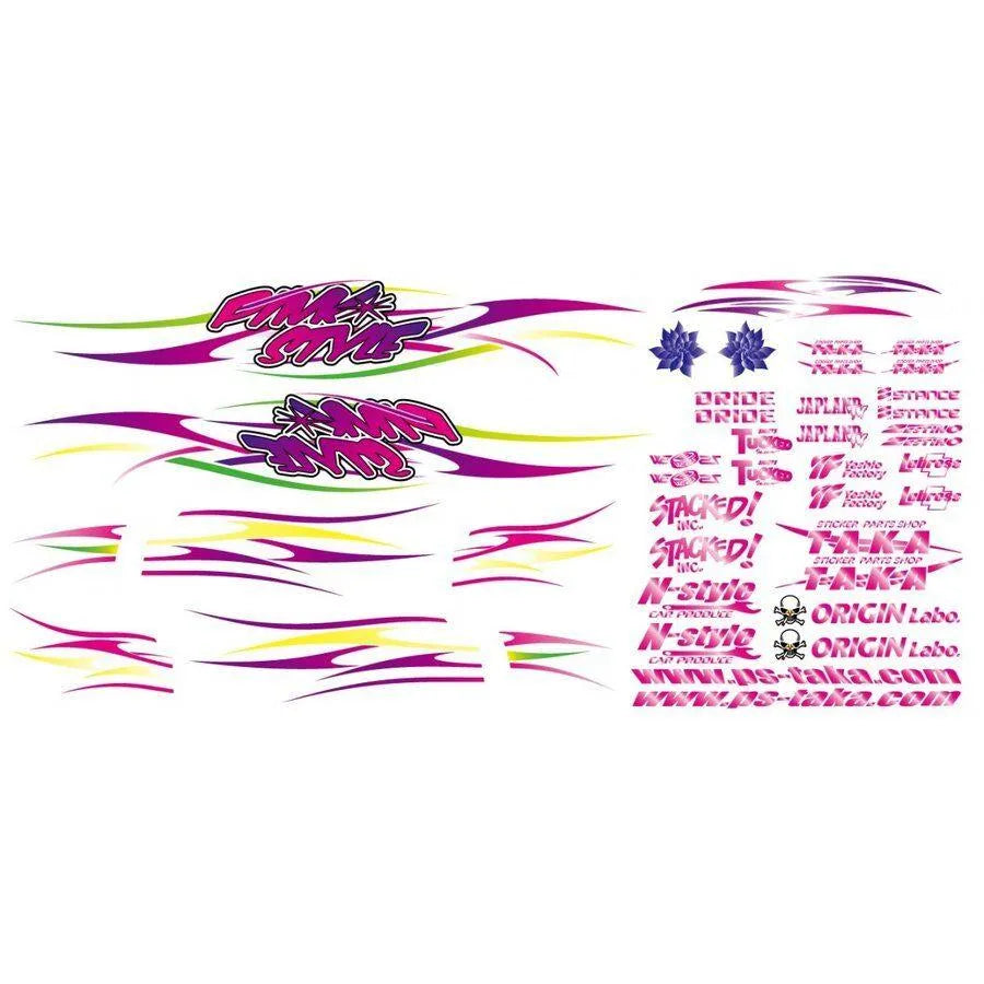 Kit de décoration Miki Takagi S13 PS-Taka pour customisation de voiture, avec détails en stickers et graphiques originaux.