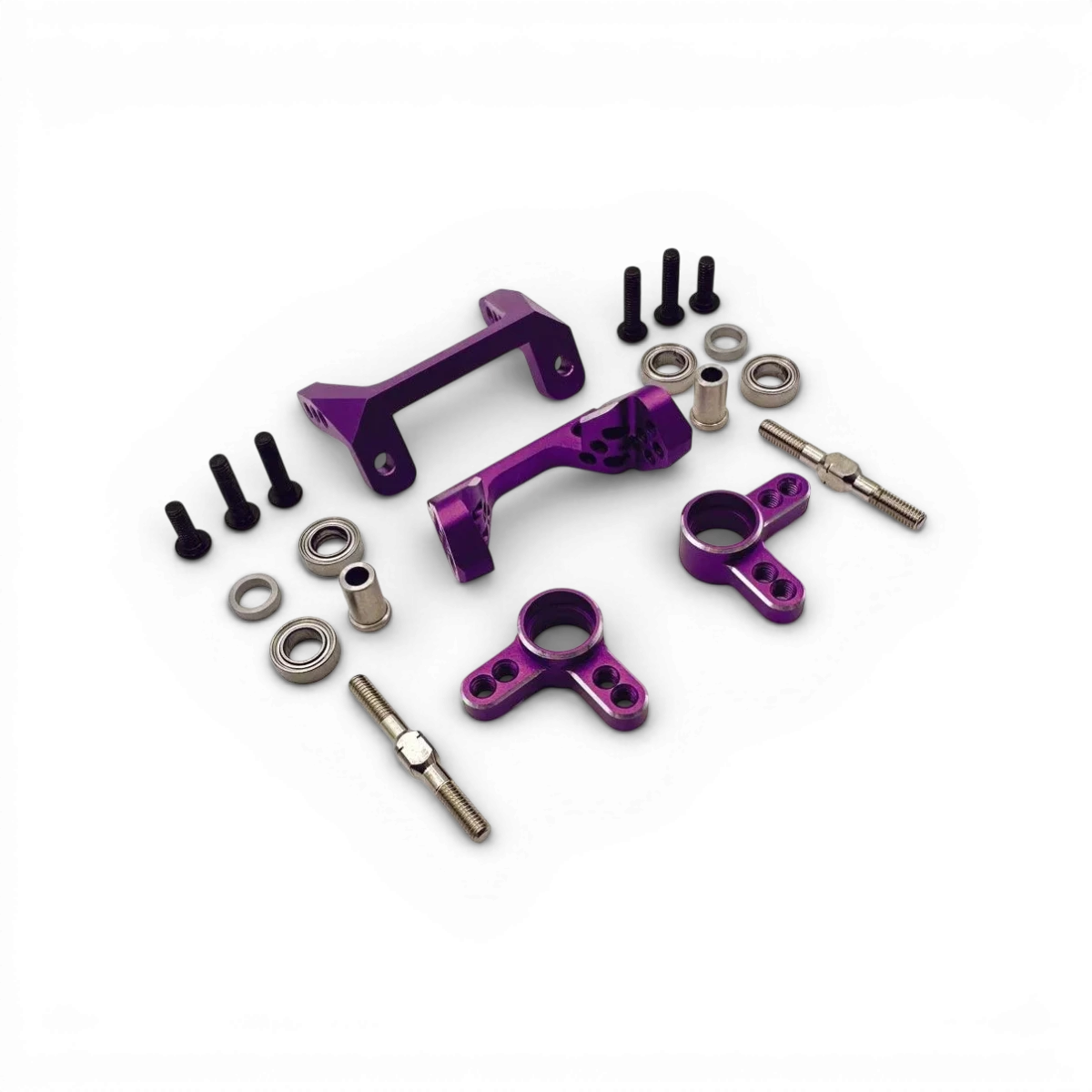 Kit Hydra Shark IFS RhinoRacing pour voiture de drift, composant hydraulique avec pièces en métal et connecteurs visibles.