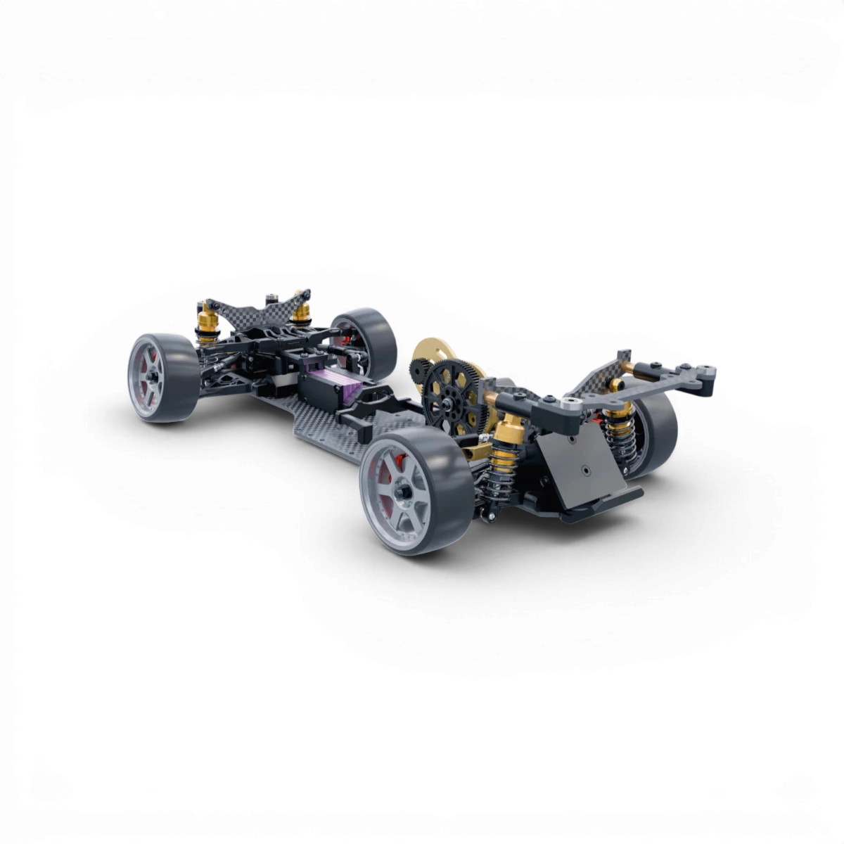 Kit de drift HOBBYTECH Over-D10 1/10ème, comprenant pièces pour voiture RC de drift, en plastique noir et détails techniques visibles
