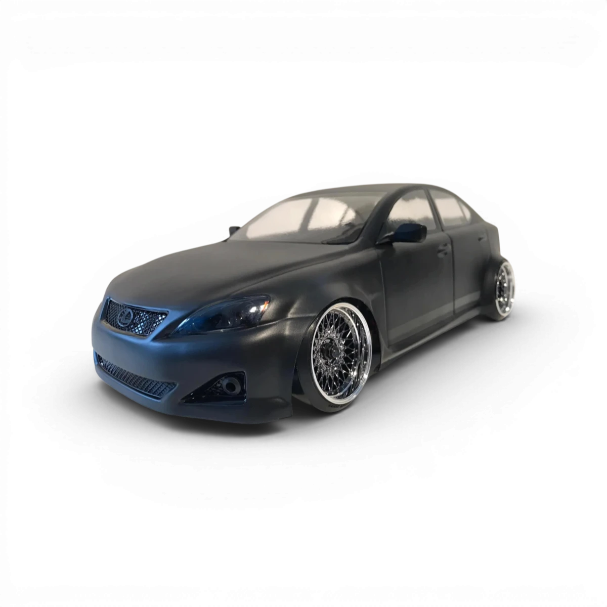 Carrosserie Lexus IS350 Aplastics rc, pièce de rechange pour modèle réduit, en plastique noir avec détails précis.