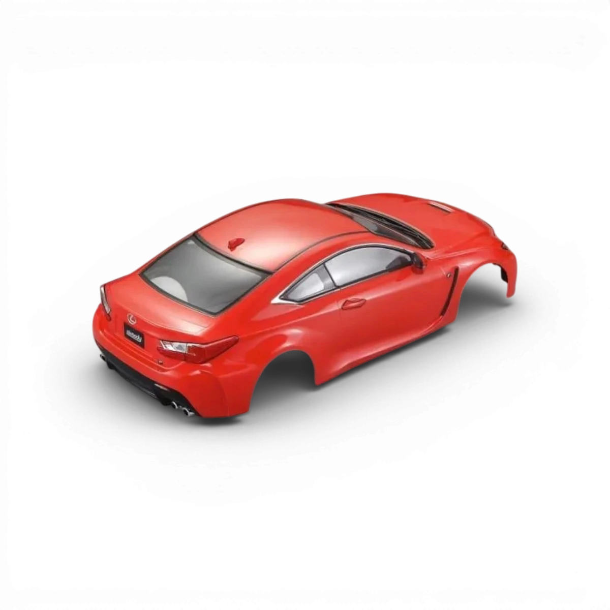 Voiture de carrosserie Lexus RCF orange de la marque Killer Body, vue de face avec détails de la carrosserie.