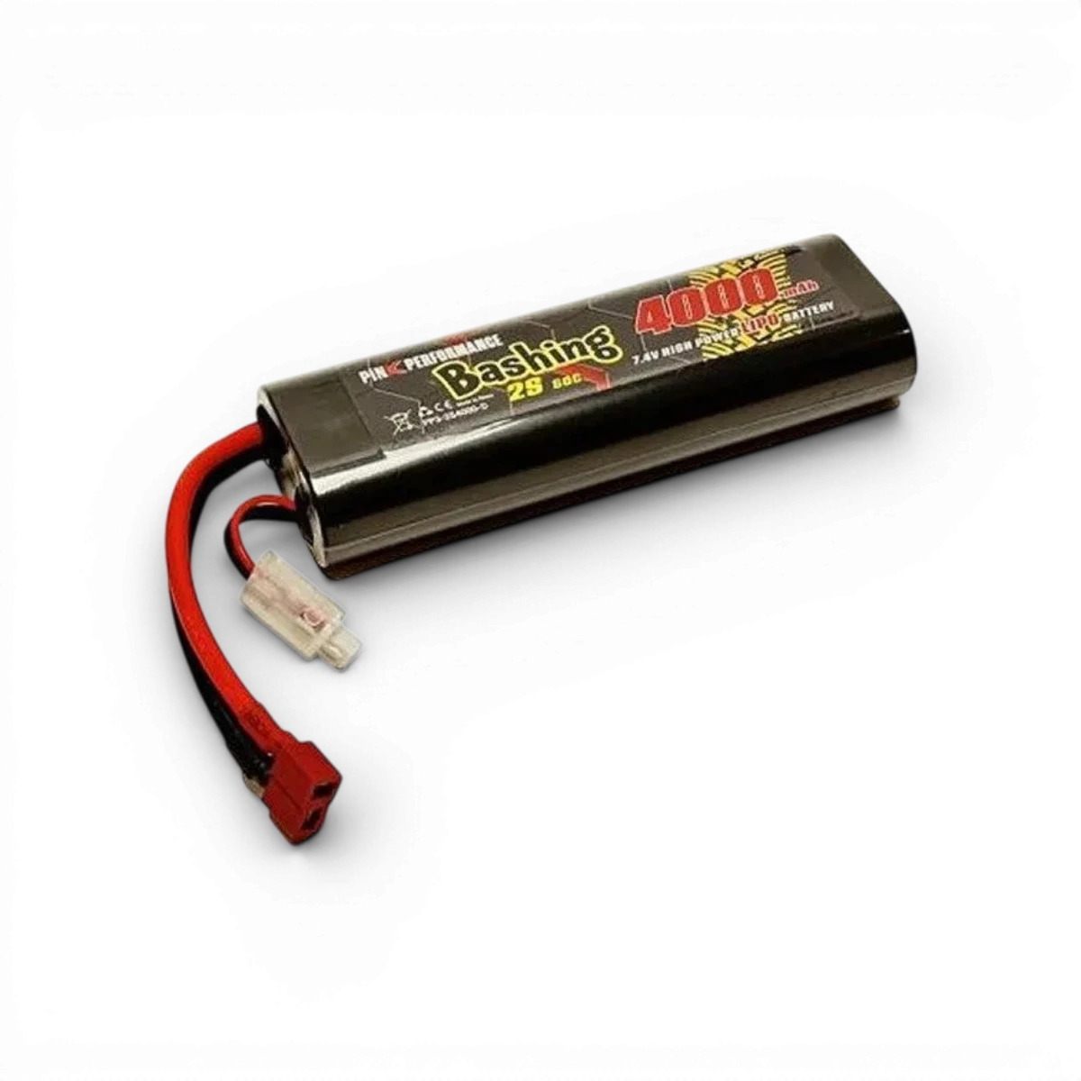 Batterie LiPo 2S 7,4V 4000mAh 50C ronde de la marque Pink Performance, adaptée pour l’électronique.