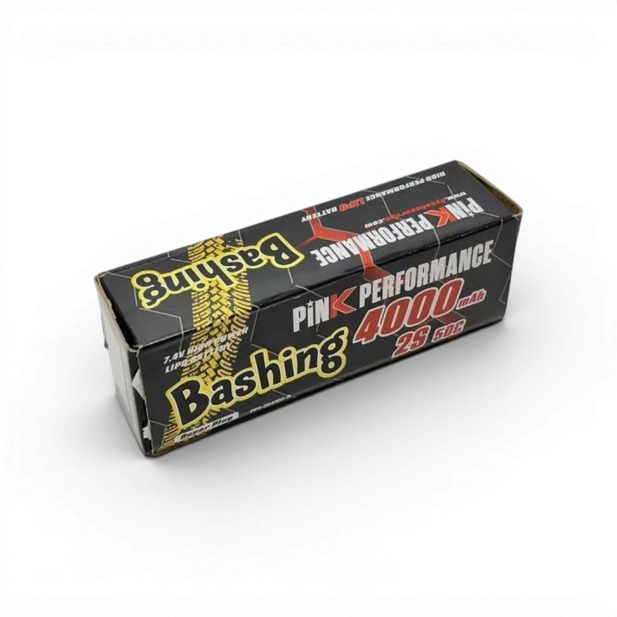 Batterie LiPo 2S 7,4V 4000mAh 50C rond, marque Pink Performance, pour électronique, connecteur Deans.