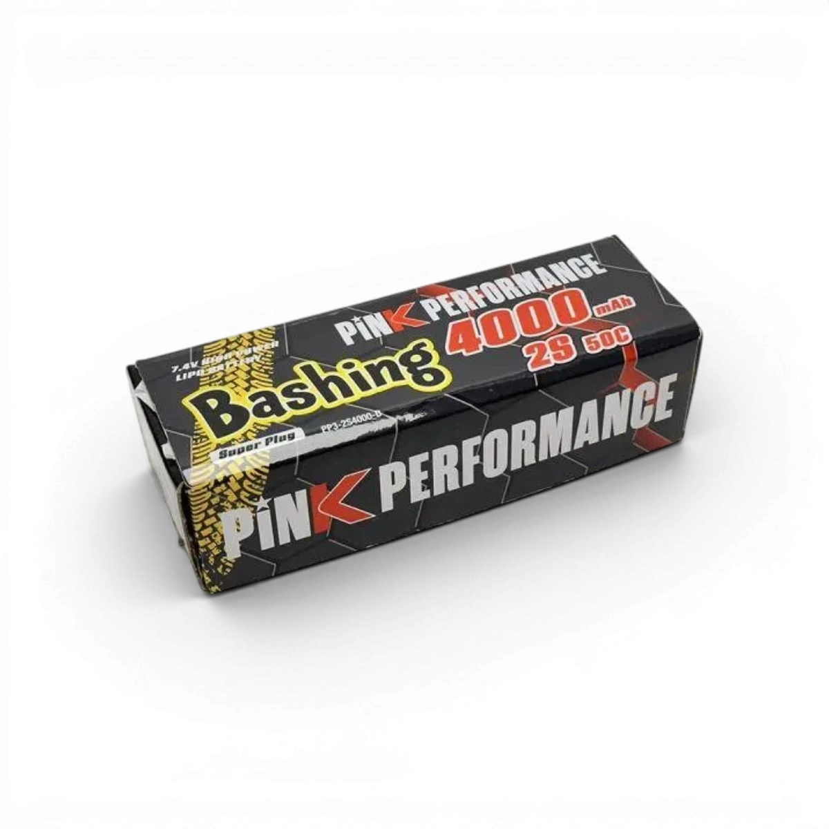 Batterie LiPo 2S 7.4V 4000mAh 50C de marque Pink Performance, format rond, pour électronique RC.