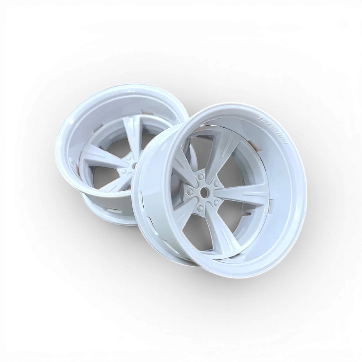 Roues Mandarin blanc/blanc Tetsujin pour skateboard, ensemble de deux, avec design épuré et logo Tetsujin visible.
