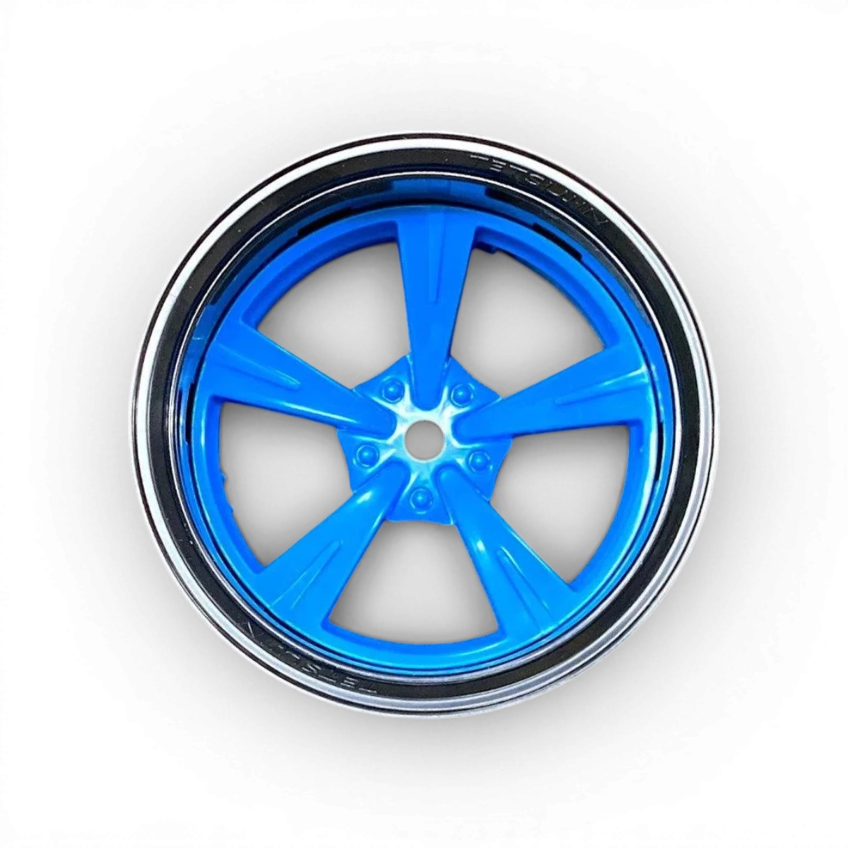 Roues Tetsujin Mandarin noir et bleu pour voiture, design élégant, visibles en gros plan sur fond neutre.