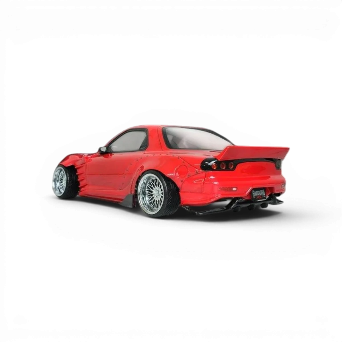 Carrosserie Mazda RX-7 FD3S BN Sports Pandora RC, modèle réduit de voiture de drift, vue de face avec détails de la carrosserie.