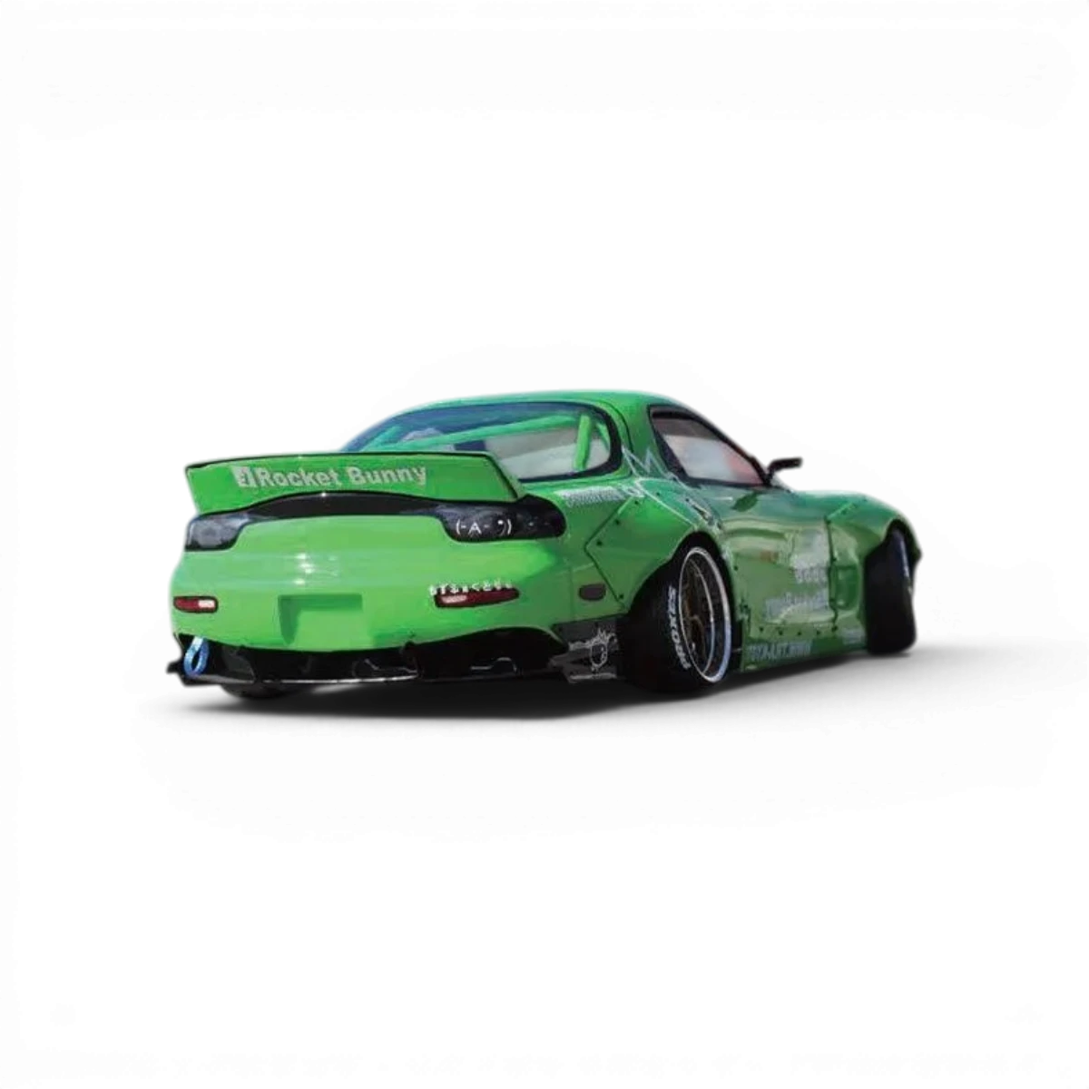 Coque de carrosserie Mazda RX-7 FD3S Rocket Bunny de Addiction RC Design, design aérodynamique et détails précis, vue de face.