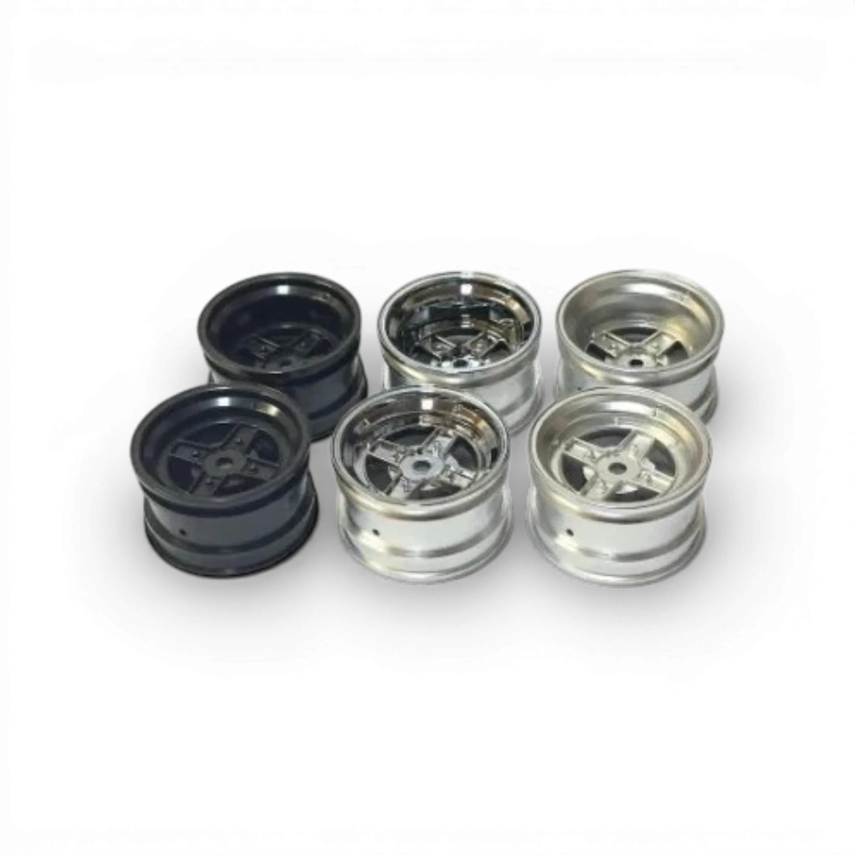Roue Mini Classic Spoke-Ⅱ déport +8 face profonde en chrome de la marque Topline, vue de face avec détails brillants.