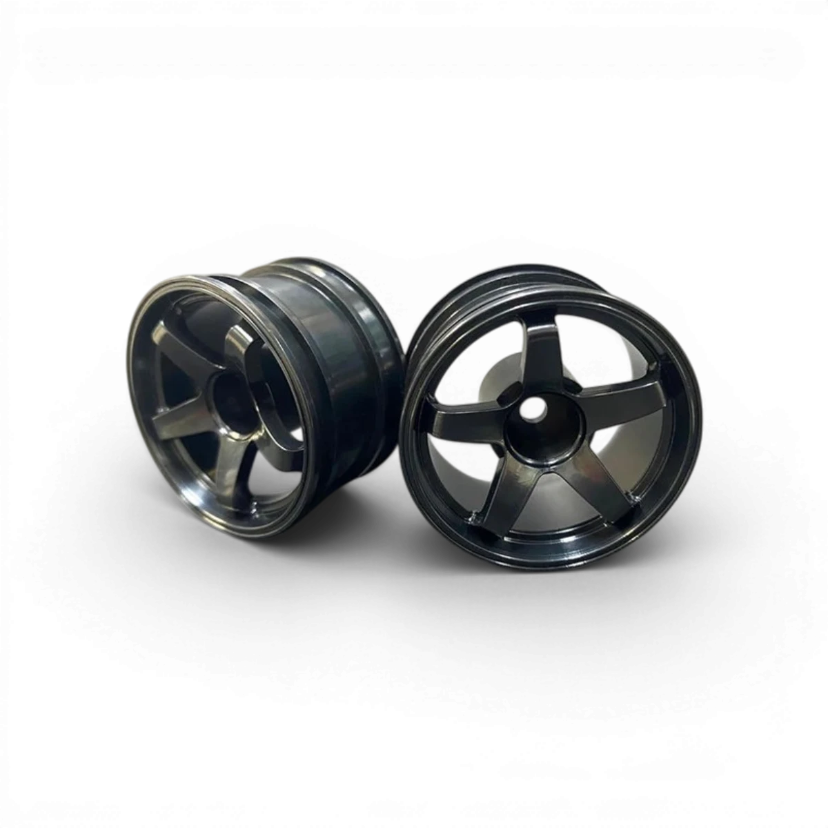 Roues Mini NModel Ver.3 Offset 8 Noires de la marque Topline, vue en gros plan sur fond blanc.