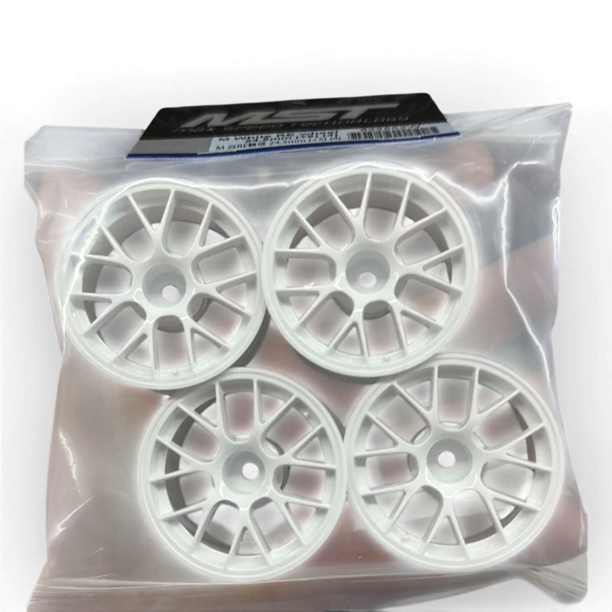 Roues MINI RE 24,5 mm M pour châssis RMX +5 de Max Speed Technology, couleur blanche, haute performance.