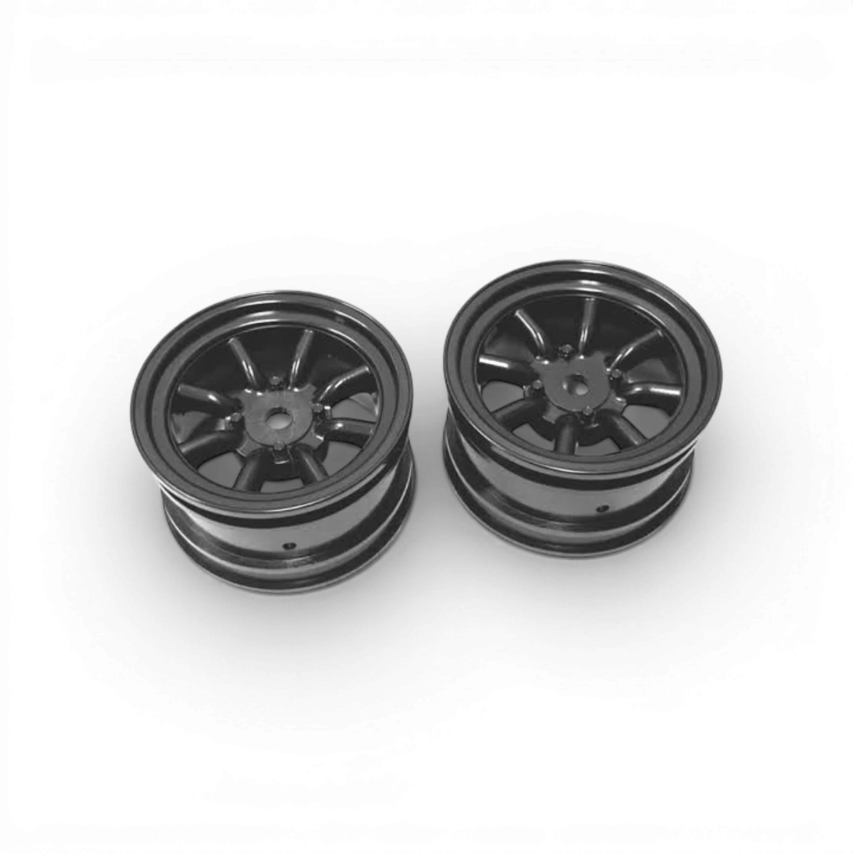 Roues Topline MINI WATANABE OFFSET0 Noires pour vélo, design compact et moderne, visibles sous un angle de face.