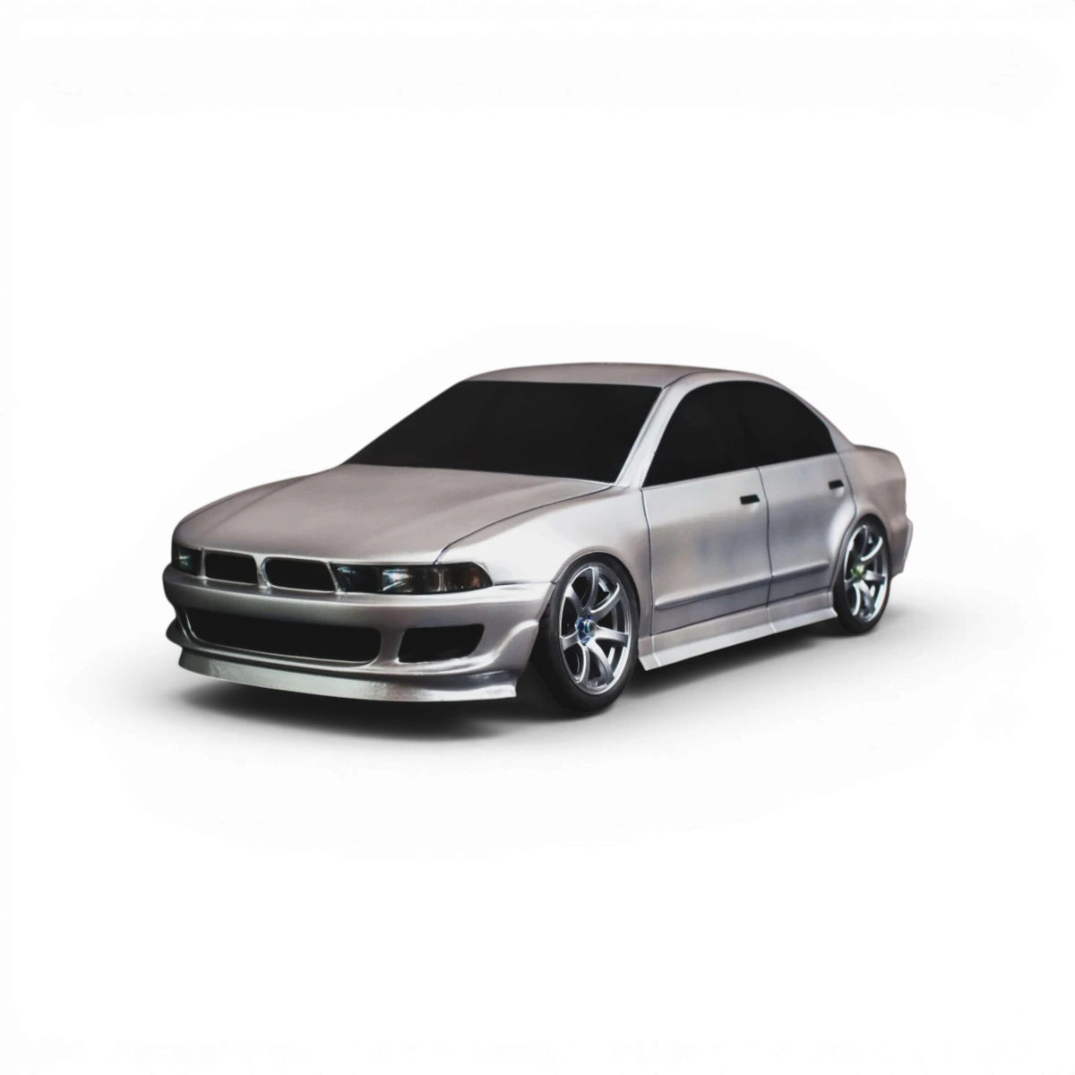Carrosserie Mitsubishi Galant Aplastics RC, finition détaillée, vue de face avec détails de la carrosserie.