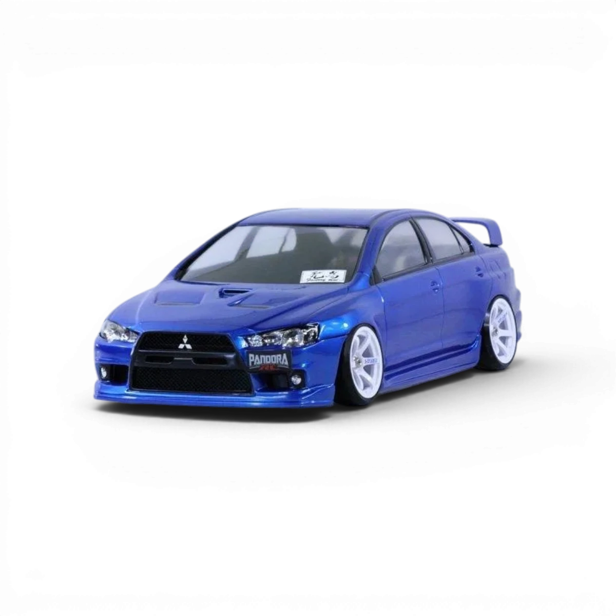 Carrosserie Mitsubishi Lancer Evo X Pandora RC, modèle réduit pour voiture télécommandée, avec détails réalistes et finition soignée.