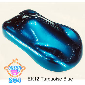 Peinture aérographe Show UP Envy bleu turquoise 50 g, vue en flacon avec étiquette colorée, idéale pour le maquillage ou l'art.