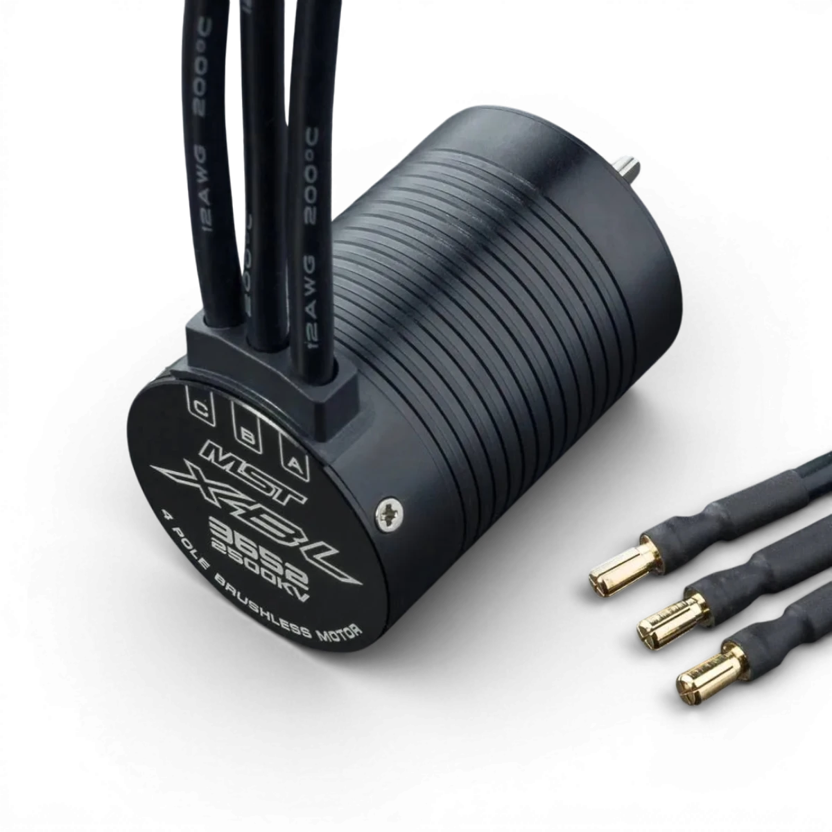 Moteur brushless 2500KV XBL de Max Speed Technology, composant électronique pour modèles RC, visible avec fils et connecteur.