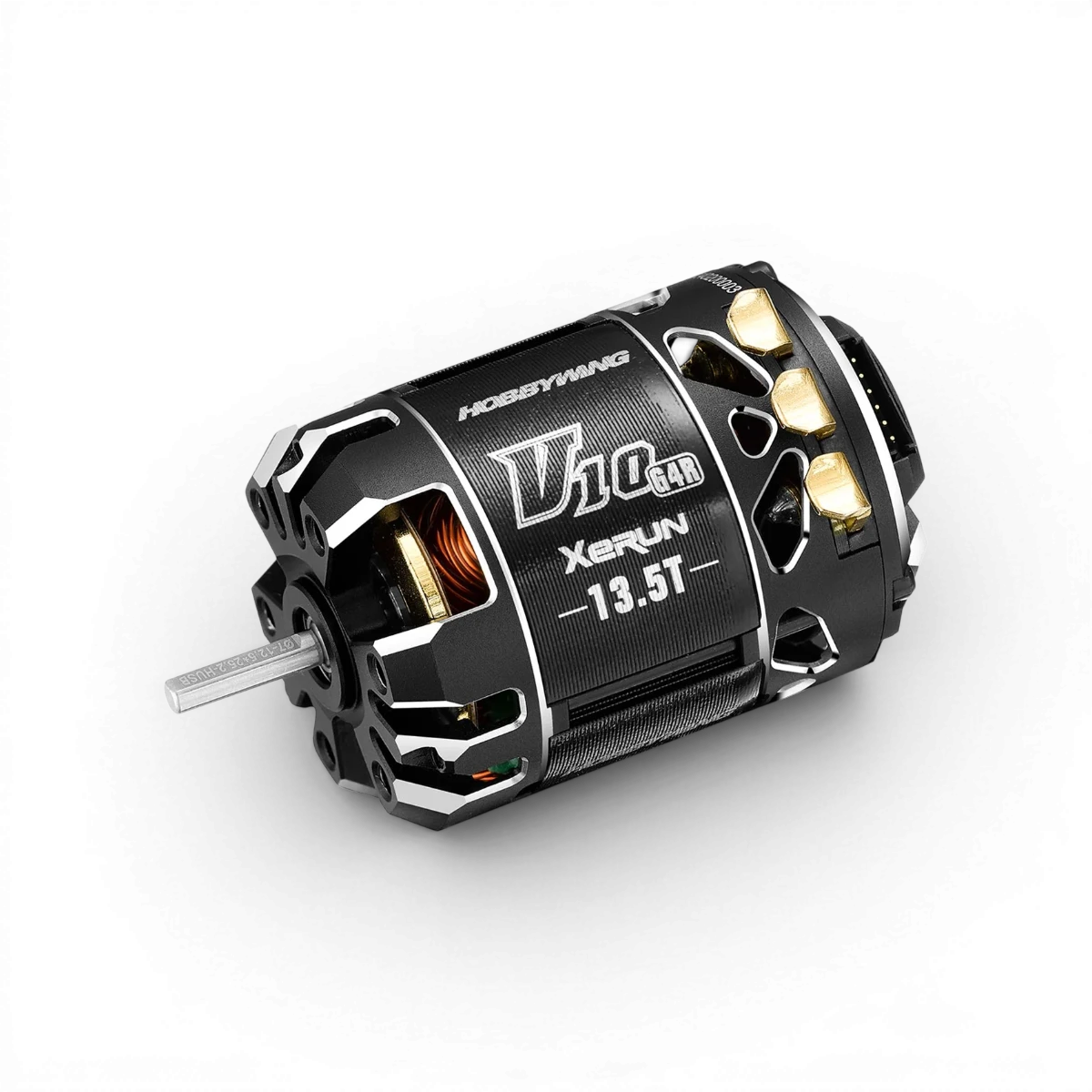 Moteur brushless Hobbywing Xerun V10 G4R 13.5T sensored pour voiture RC 2-3S, vue en gros plan.