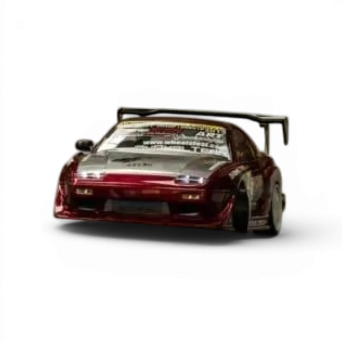 Carrosserie Nissan 180SX GP Sports pour voiture radiocommandée, marque Team Yokomo, vue de profil avec détails de la peinture.
