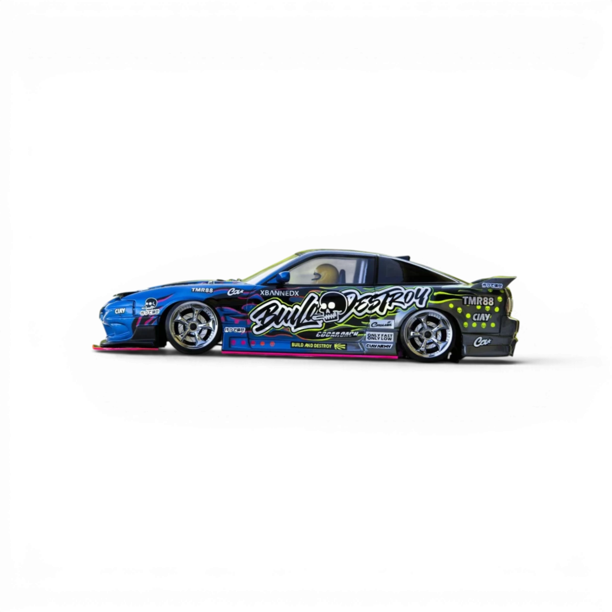 Modèle de carrosserie Nissan 180SX ORIGIN Labo pour voiture radiocommandée Pandora RC, vue de face avec détails de la carrosserie.