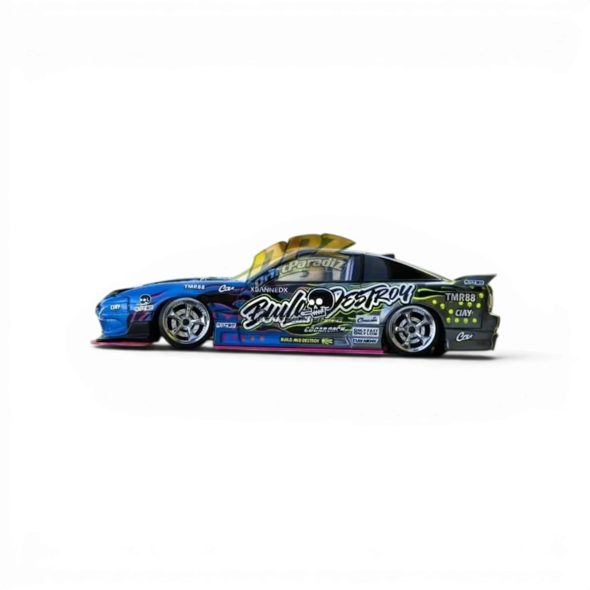 Carrosserie Nissan 180SX Pandora RC ORIGIN Labo, détail réaliste pour voiture RC, finition précise et design sportif.