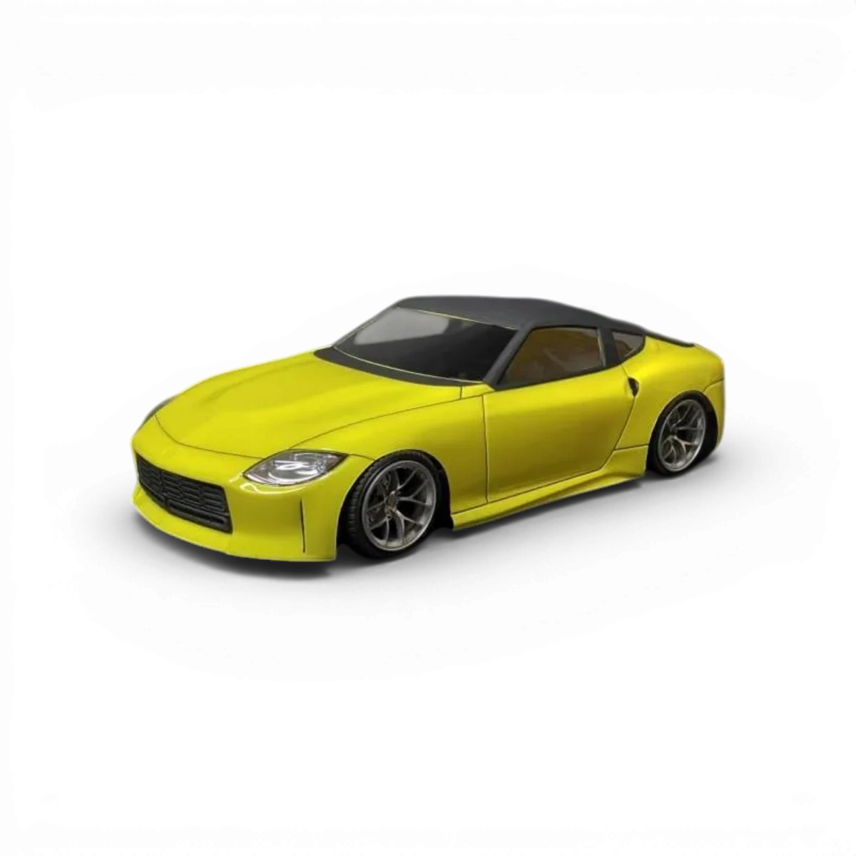 Carrosserie Nissan 400z pour voiture RC Aplastics RC, finition détaillée, couleur noire, vue de face.