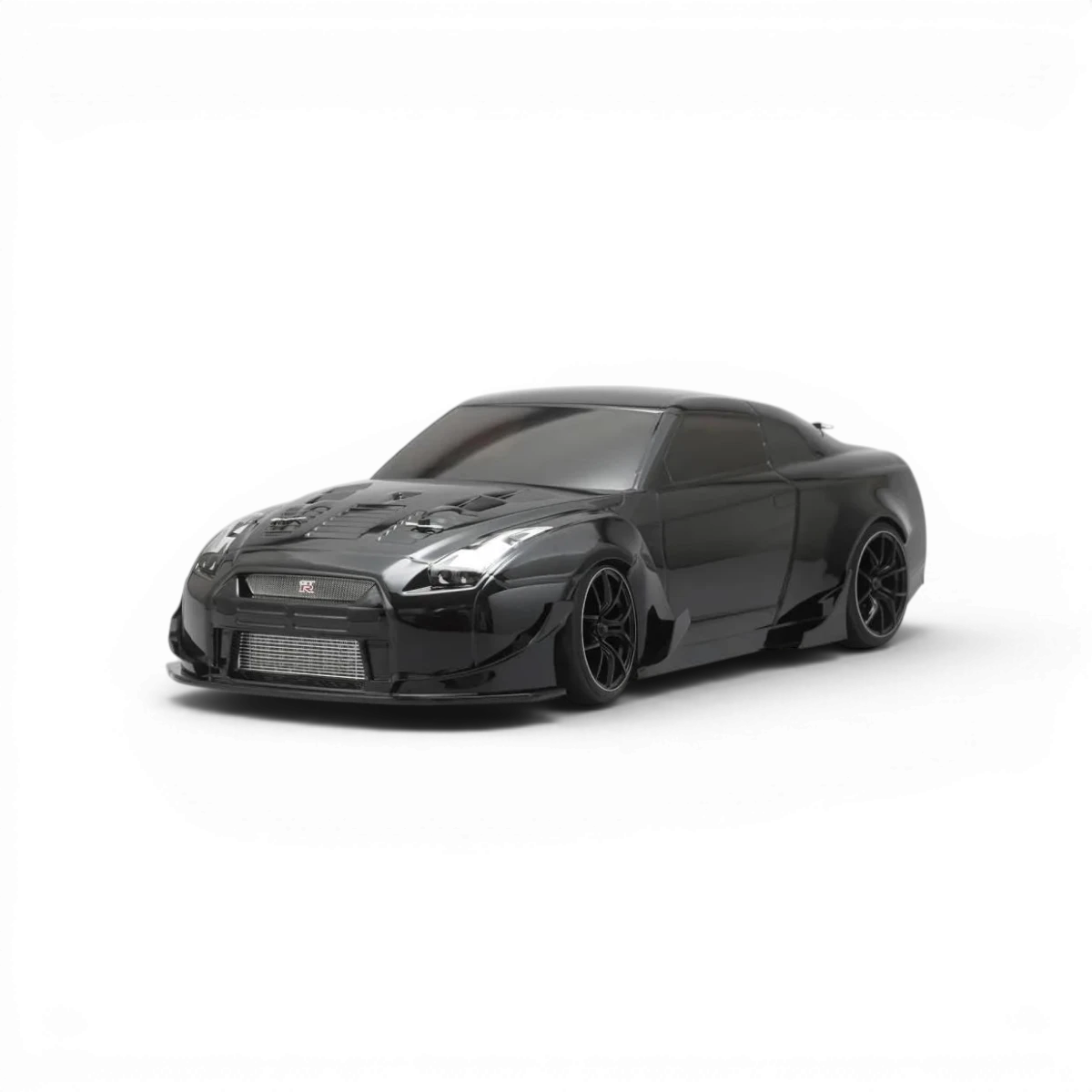 Carrosserie Nissan GTR R35 de la marque Team Yokomo, peinture détaillée et finition réaliste.