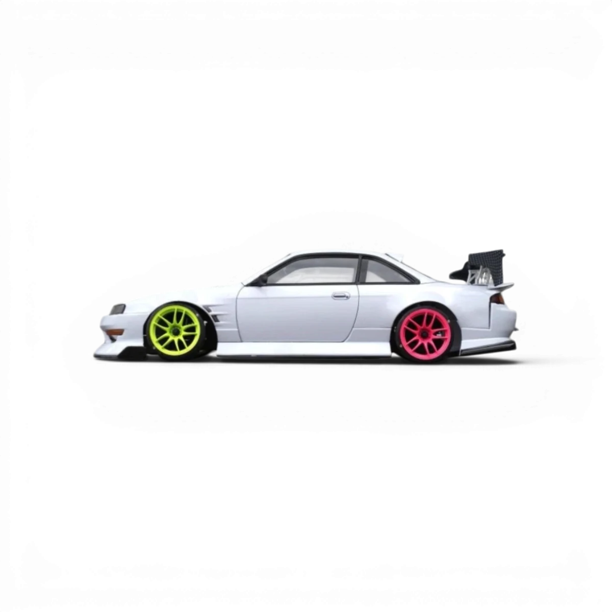 Carrosserie pour Nissan S14, marque Addiction RC Design, vue de face avec détails de la carrosserie en plastique.
