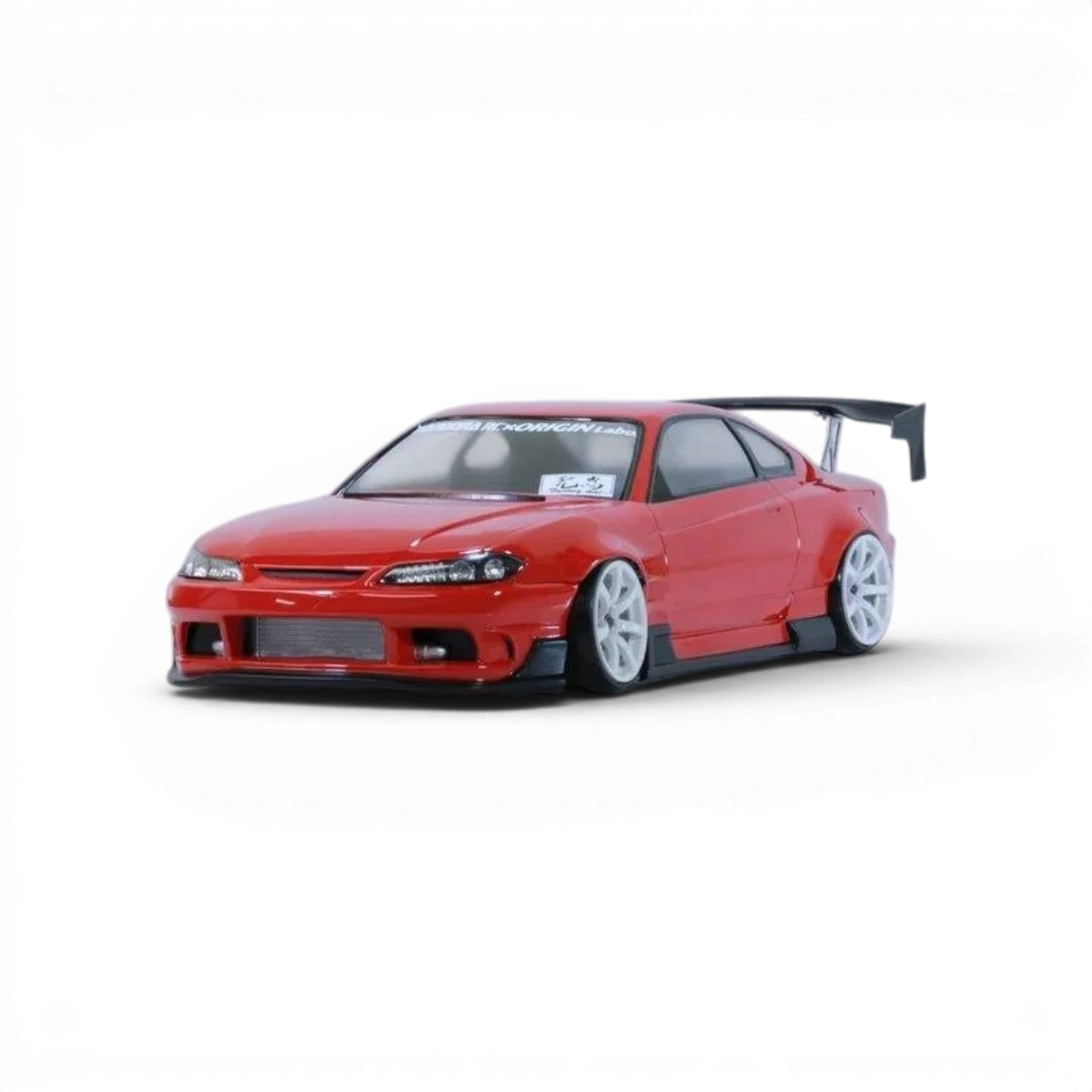 Carrosserie Nissan Silvia S15 Pandora RC, modèle ORIGIN Labo, en plastique avec détails réalistes et peinture bleue.