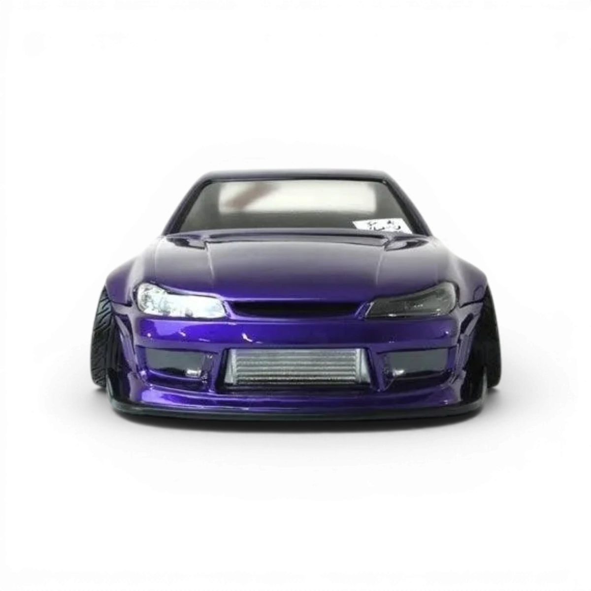 Carrosserie Nissan Silvia S15 Raijin Pandora RC, modèle pour voiture radiocommandée, avec détails de finition orange et noir.
