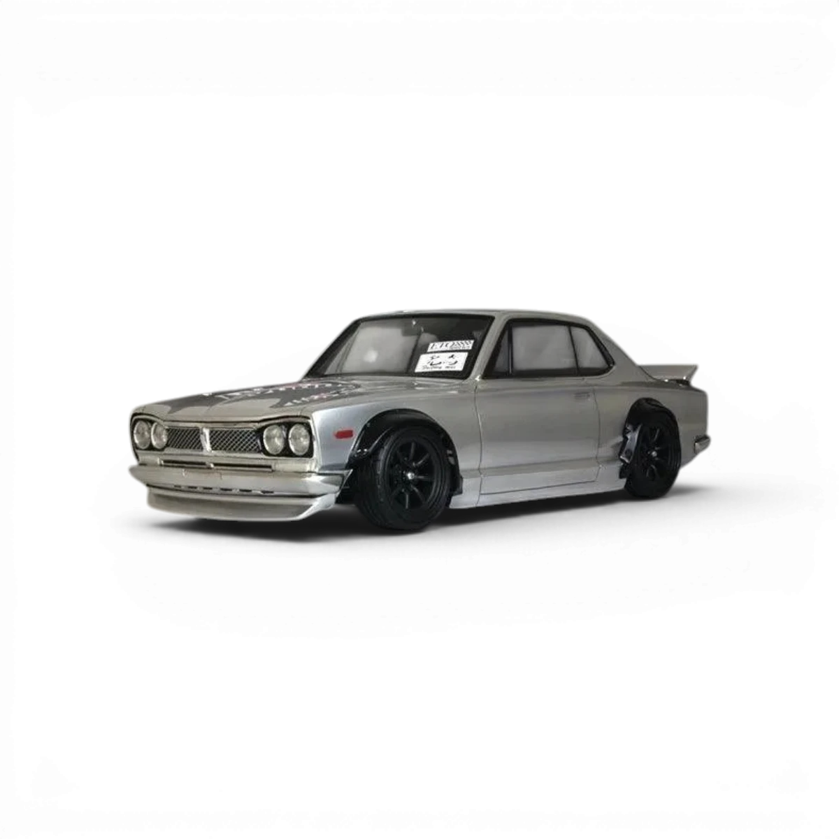 Modèle de carrosserie Nissan Skyline 2000GT-R KPGC10 en plastique pour voiture télécommandée Pandora RC, vue de côté.