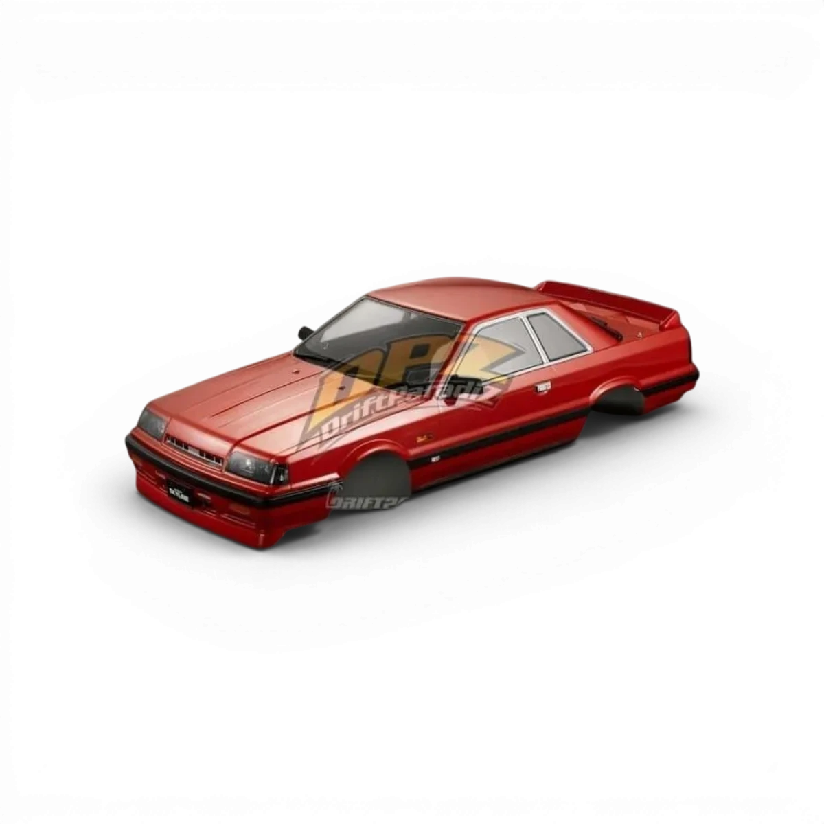 Maquette de carrosserie Nissan Skyline R31 rouge de Killer Body pour modèle réduit, vue de face sur fond blanc.