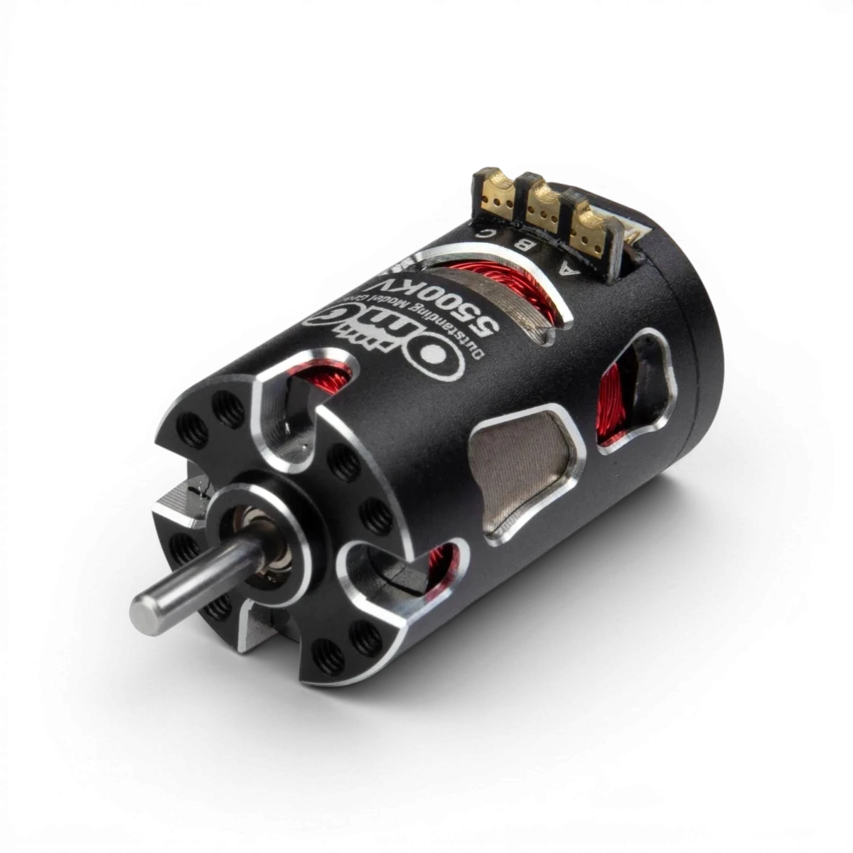 Moteur électronique OMG MT Aurora 5500KV S2, noir, avec fils et connecteurs visibles, pour véhicules RC.