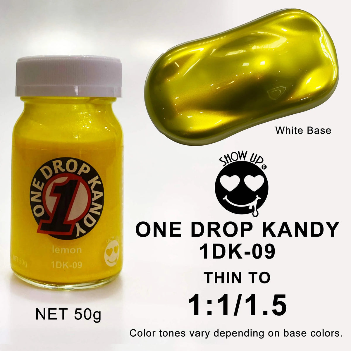 Vape ONE DROP KANDY Citron par Show UP, e-liquide saveur citron dans un flacon avec étiquette colorée