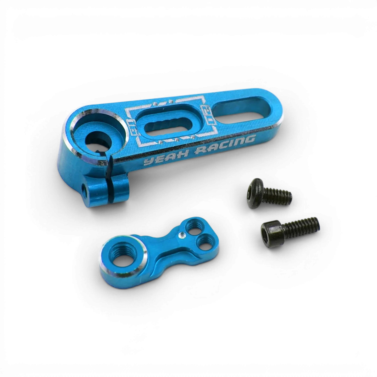 Palonnier en aluminium réglable de 25T pour servo, conçu par Yeah Racing, avec détails visibles sur la fixation et la structure.
