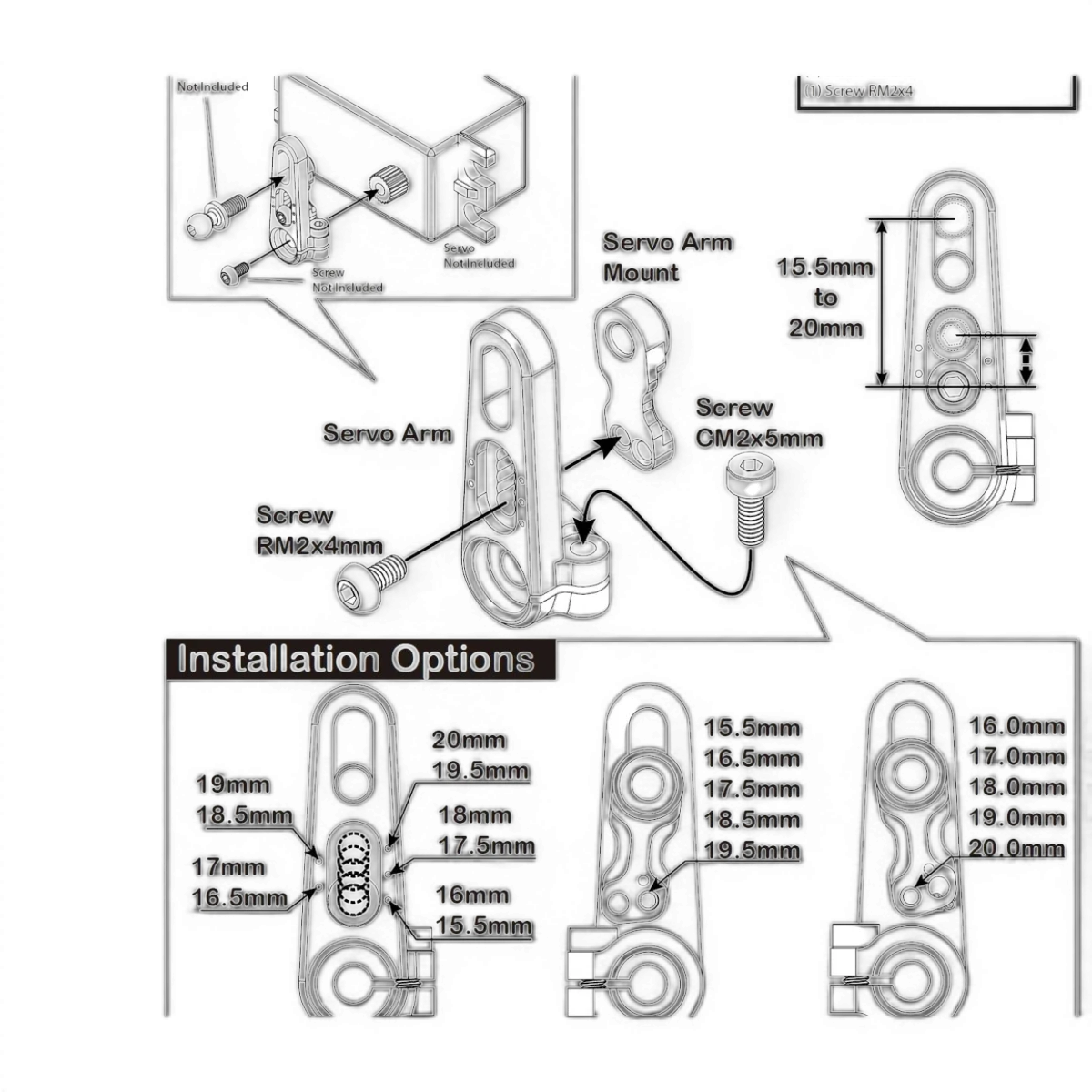 Palonnier en aluminium ajustable 25T pour servo, marque Yeah Racing, utilisé pour la modélisation RC.