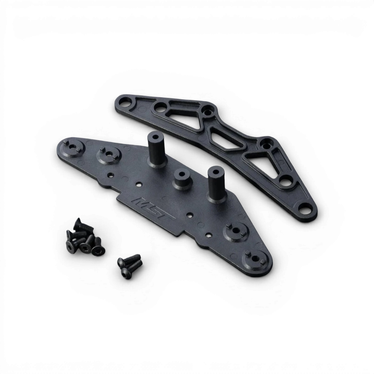 Pare-chocs avant Max Speed Technology pour pièces détachées, couleur noir avec détails en plastique robuste.