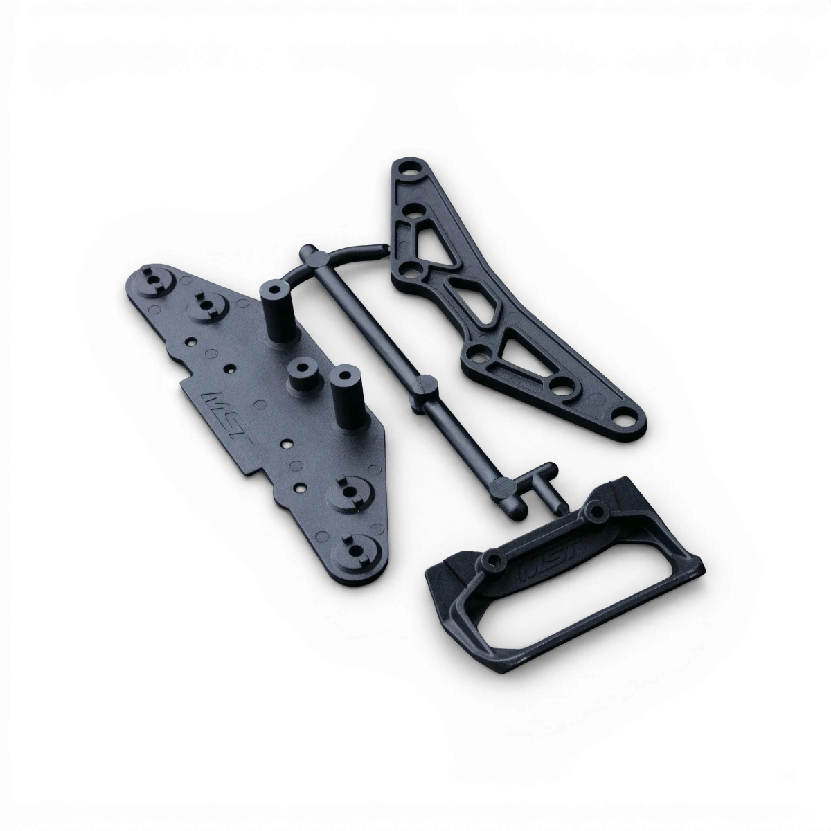 Pare-choc avant Max Speed Technology pour pièces détachées, visible avec finition en plastique noir et design aérodynamique.