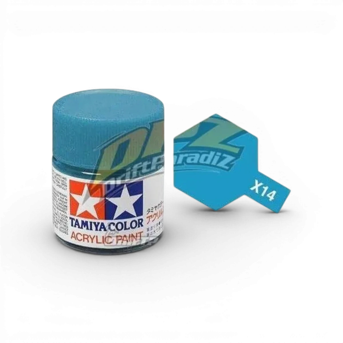 Peinture Tamiya Bleu Ciel Brillant X14, peinture en pot pour modèles et maquettes, finition brillante et couleur bleue ciel.
