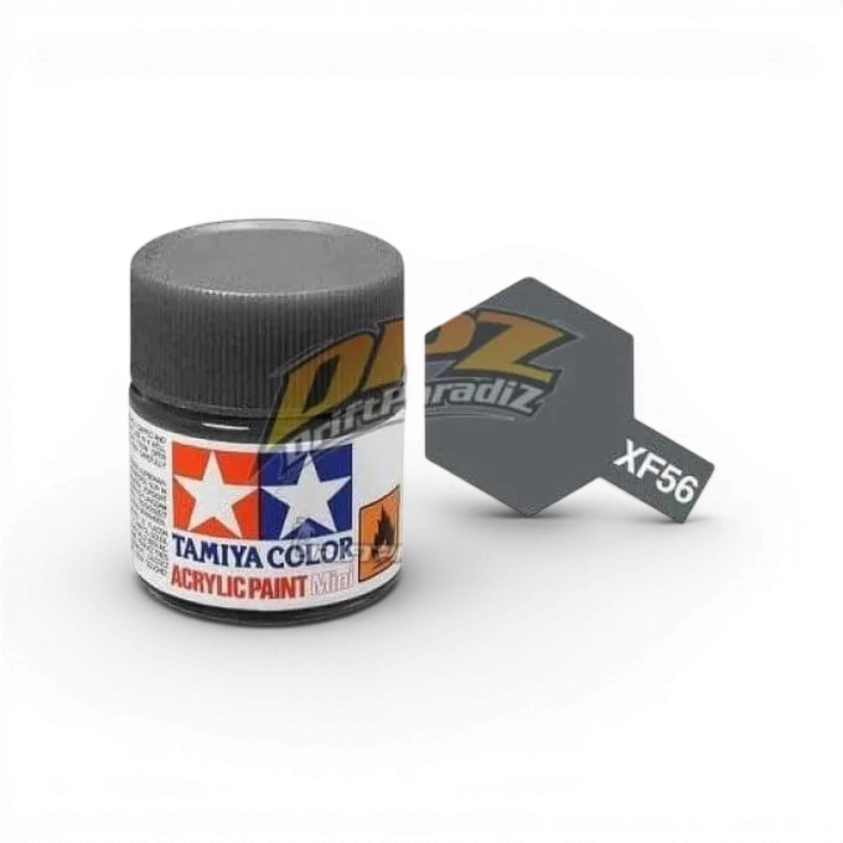 Peinture gris métal mat Tamiya XF56, tube de peinture pour modélisme avec finition mate et couleur gris métallique.