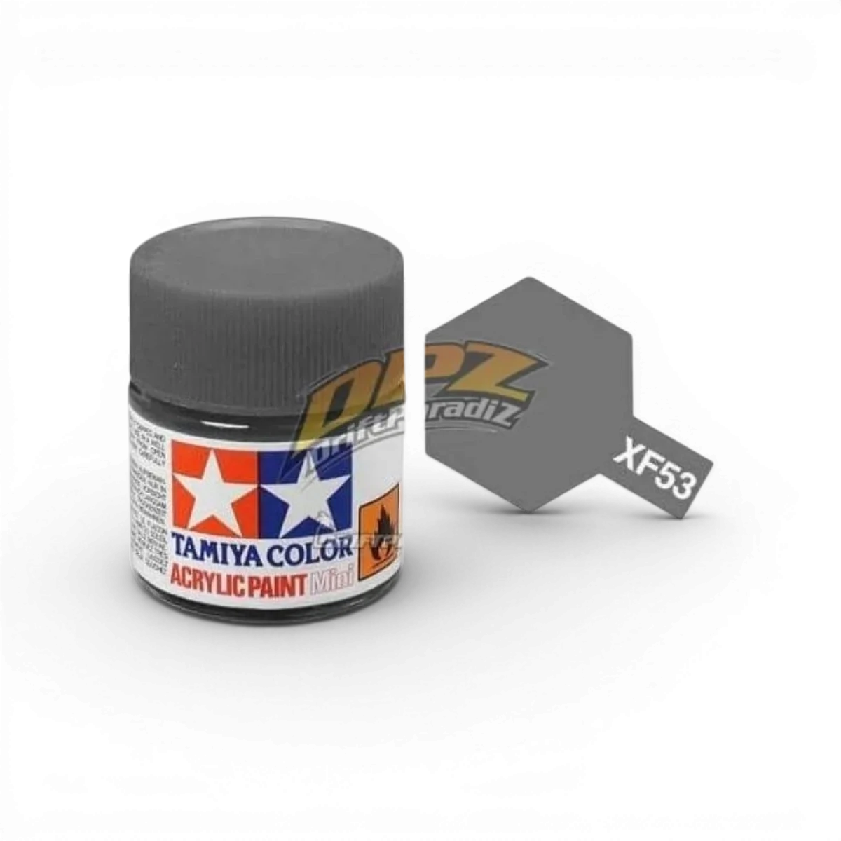 Peinture Tamiya Gris neutre Mat XF53, pot de peinture pour modèles et maquettes, finition mate visible sur l'image.