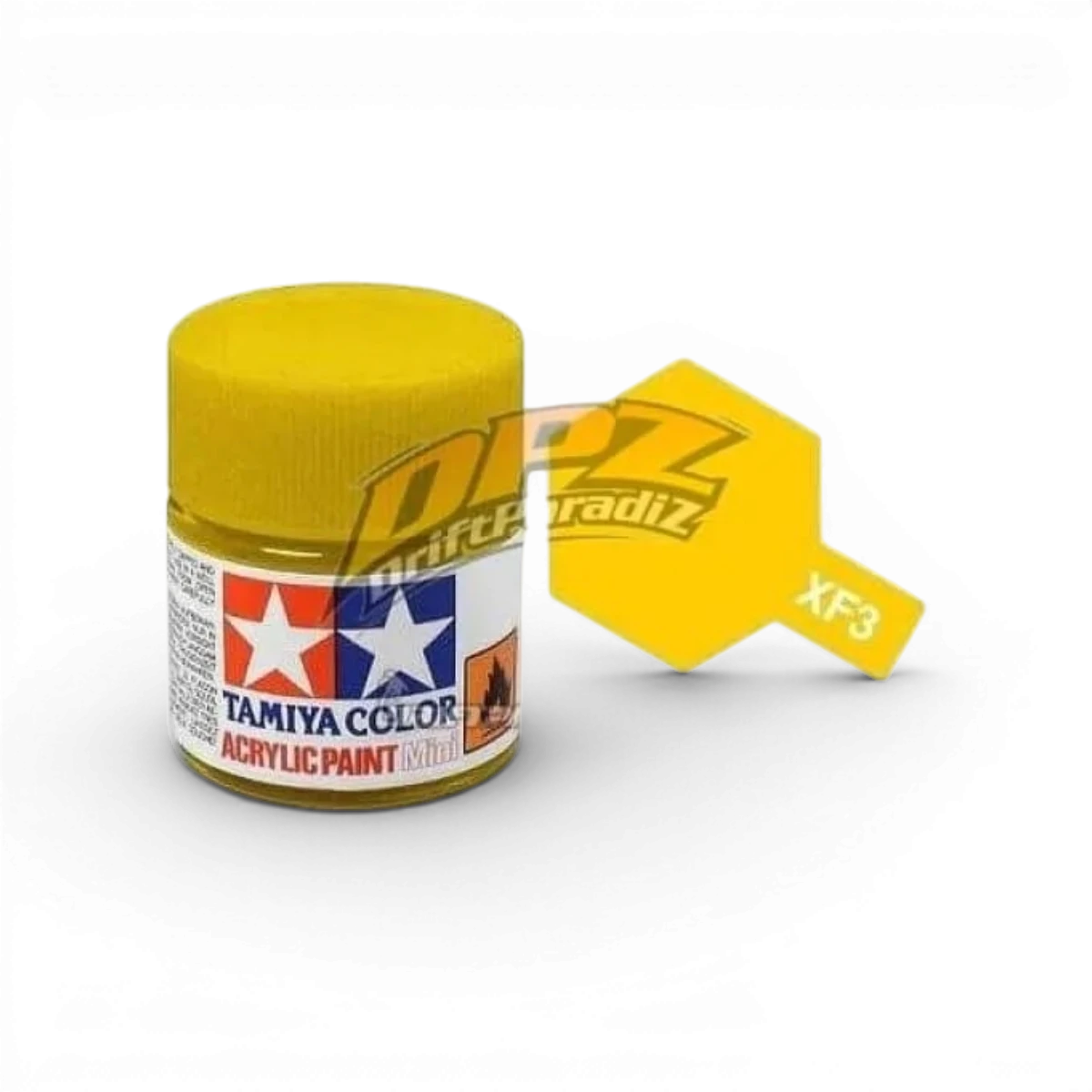 Peinture jaune mat XF3 de Tamiya, bouteille de peinture pour modèles et maquettes.