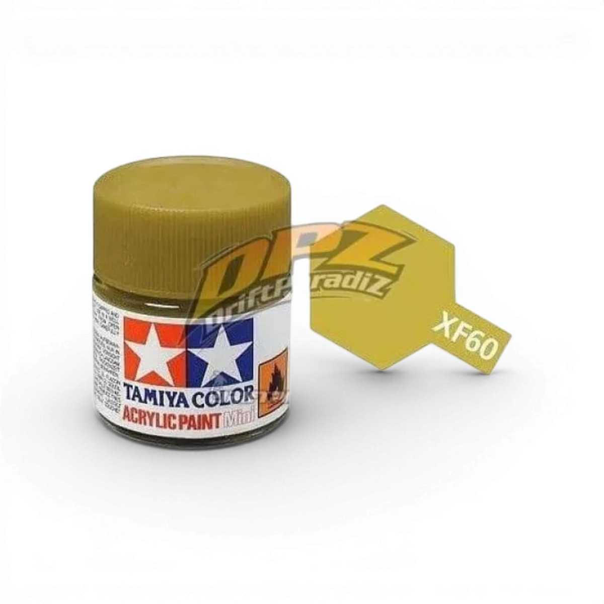 Peinture Tamiya XF60 jaune sombre mat, tube de peinture pour modélisme, couleur opaque et finition mate.