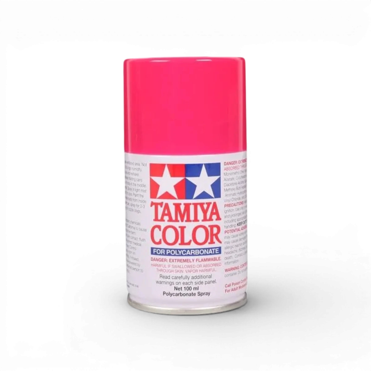 Peinture Lexan rouge cerise PS33 de Tamiya, peinture pour plastique, vue de la bouteille avec étiquette colorée.