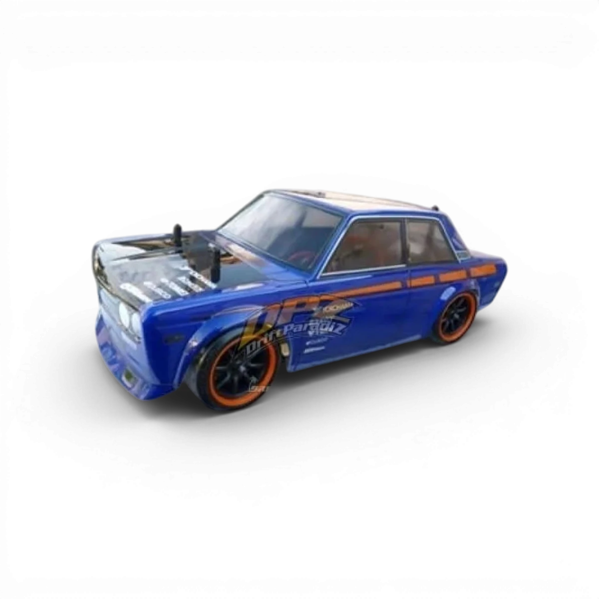 Peinture Lexan PS38 bleu translucide de Tamiya, peinture pour véhicules plastiques, visible dans le flacon.