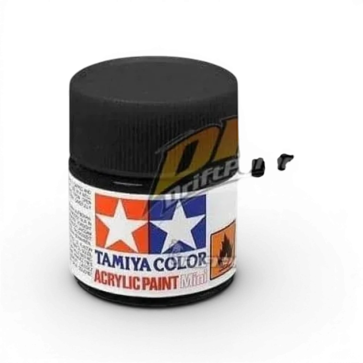 Peinture noire brillante Tamiya X1 pour modèles et maquettes, en pot de peinture avec couvercle, aspect lisse et brillant.