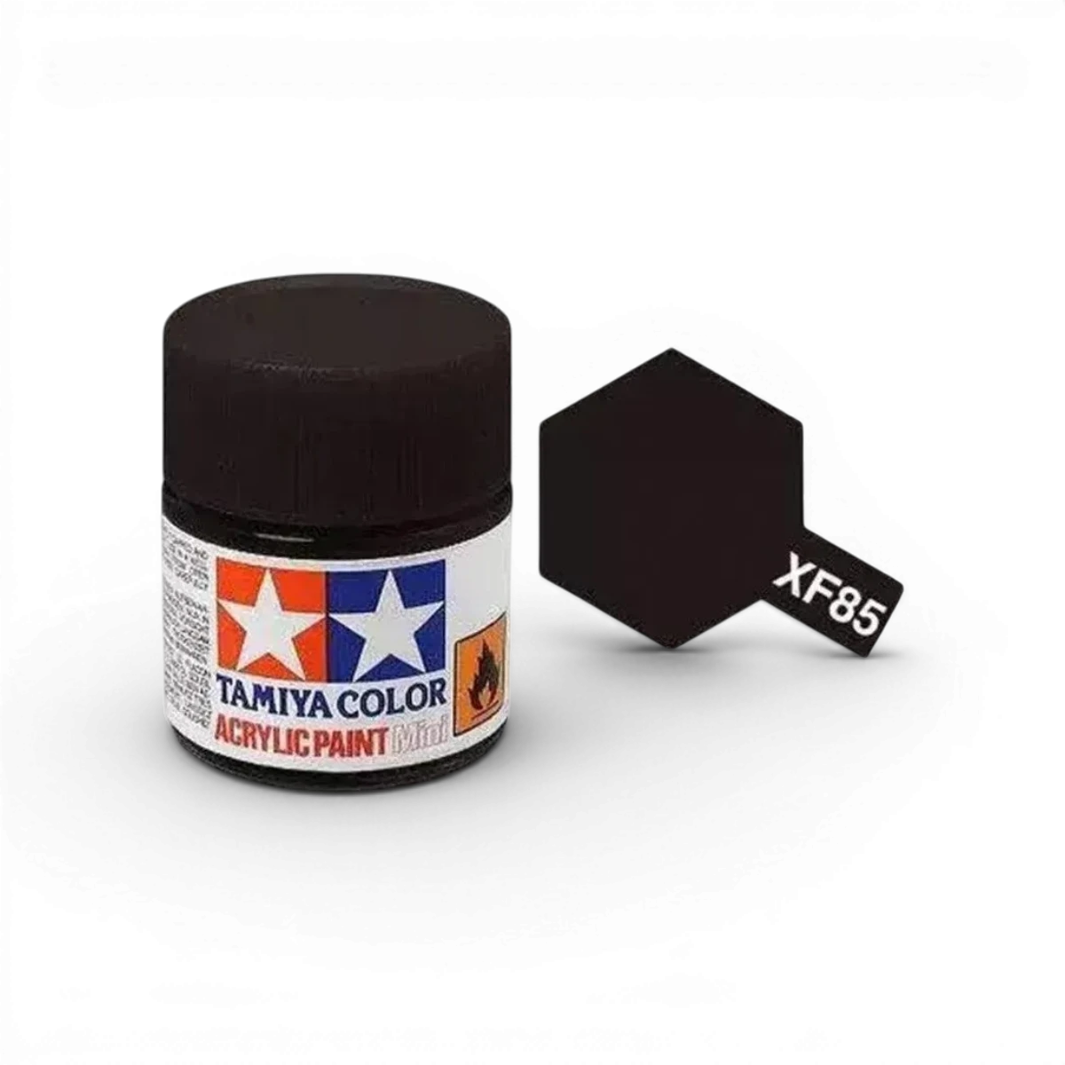 Peinture noire en caoutchouc Tamiya XF85, flacon de peinture pour modélisme ou travaux de finition.