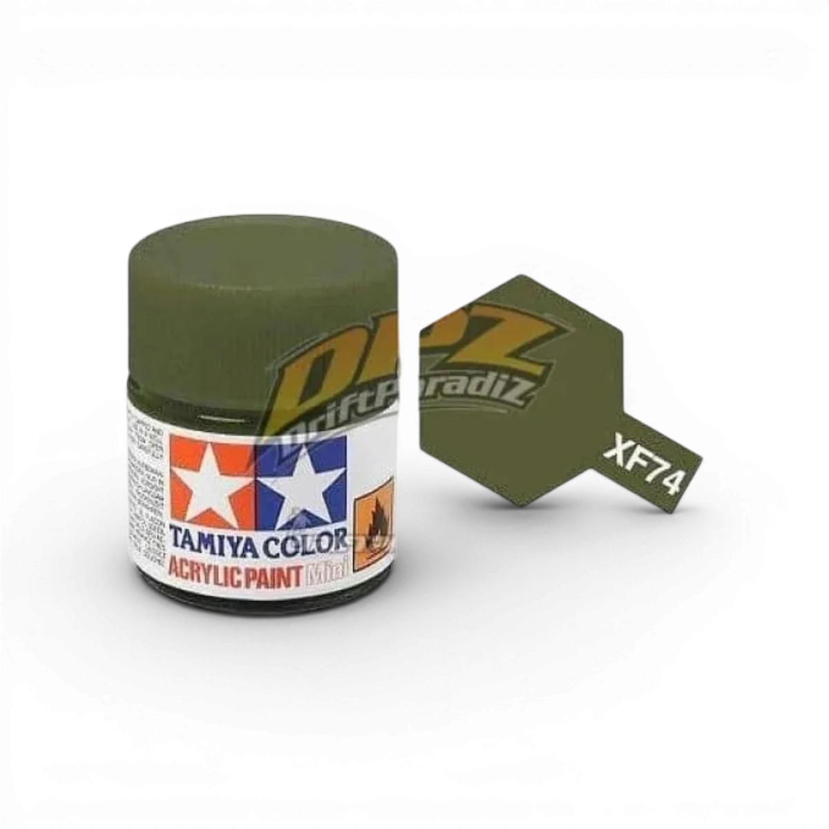 Peinture Tamiya Olive Drab JGSDF Mat XF74, peinture en pot pour modèles réduits, couleur olive kaki mat.